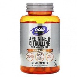 Товары для здоровья, спорта и фитнеса NOW Arginine &amp; Citrulline 500/250 мг  (120 капс)