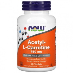 Л-карнитин NOW NOW Acetyl-L-Carnitine 750 mg 90 tabs  (90 tab)
