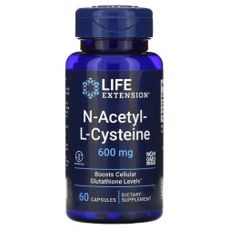 Антиоксиданты  Life Extension Life Extension NAC (N-Acetyl-L-Cysteine) 600 mg 60 caps  (60 caps.)