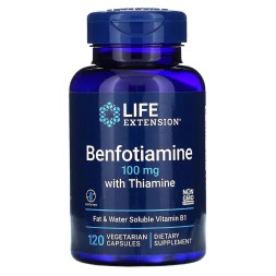 Комплексы витаминов и минералов Life Extension Benfotiamine with Thiamine 100 mg   (120 vcaps)